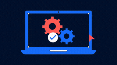 Laptop with cogs turning gif